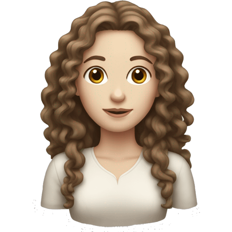 Woman with pale skin and long curly brown hair  emoji