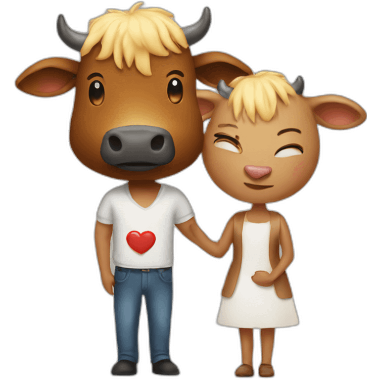 Shit and cow fall in love emoji