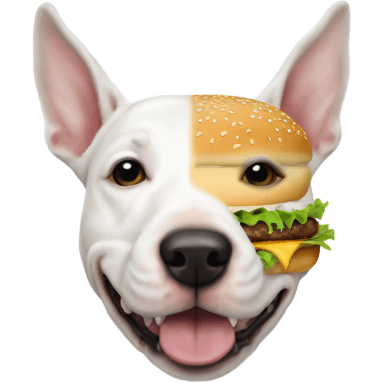 All white bull terrier cheeseburger  emoji