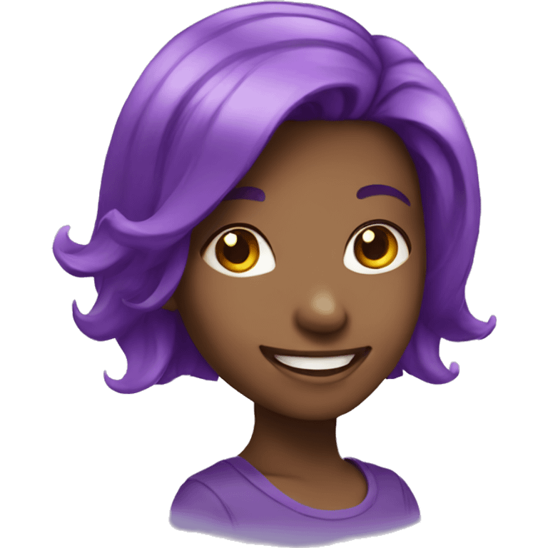 smiling girl with purple hair emoji