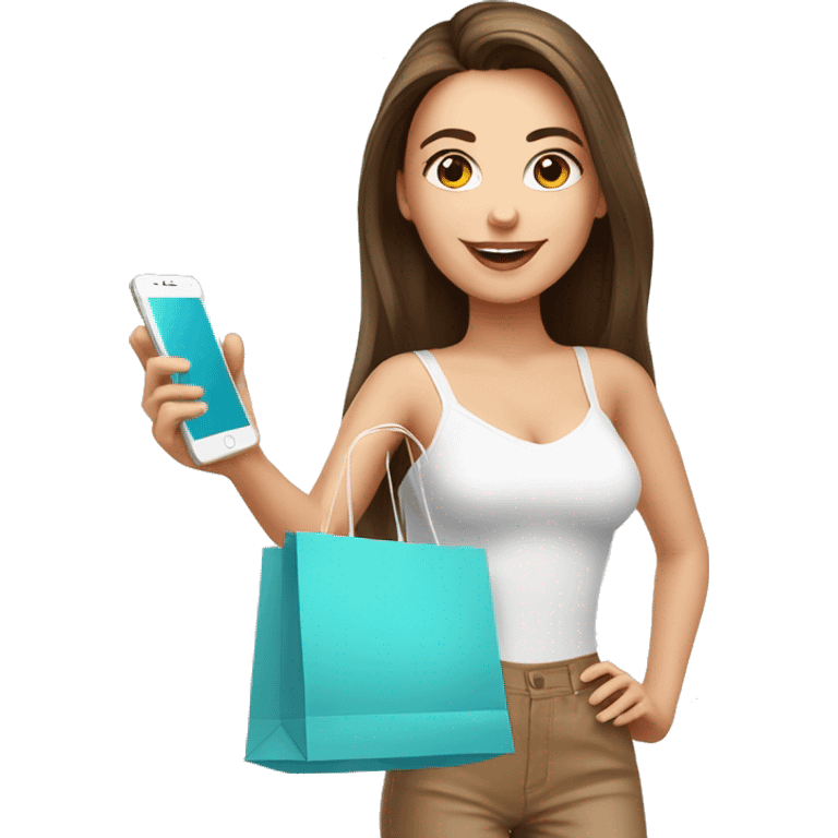 caucassian influencer taking selfie with a shopping bag emoji