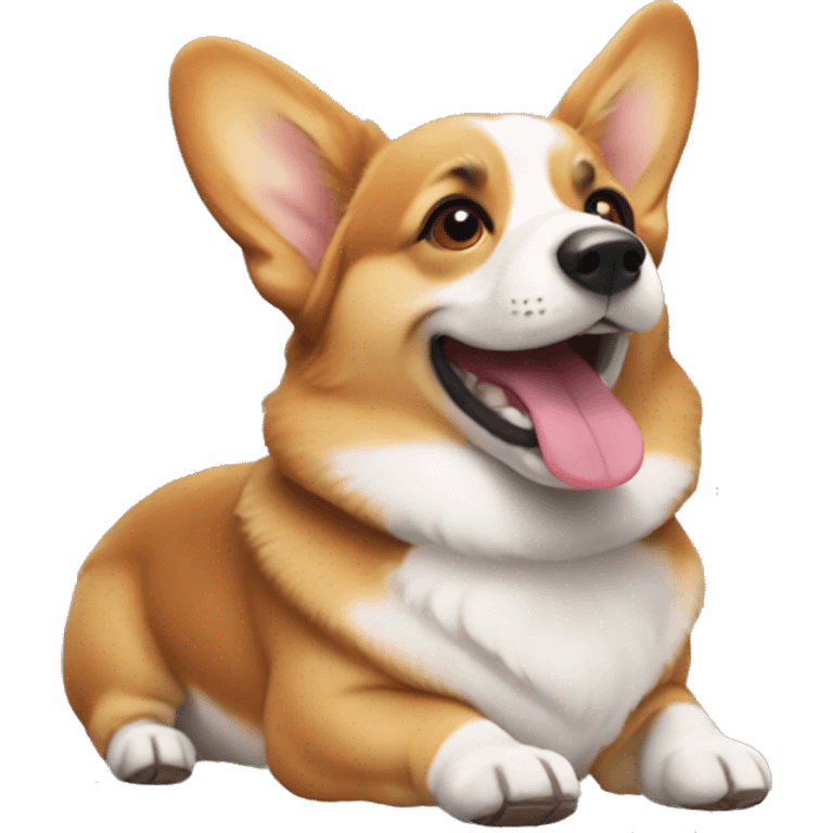 Corgi with tongue sticking out emoji