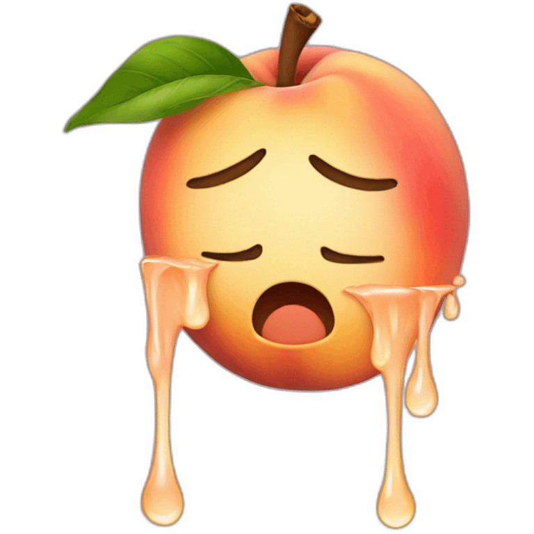 Crying peach emoji