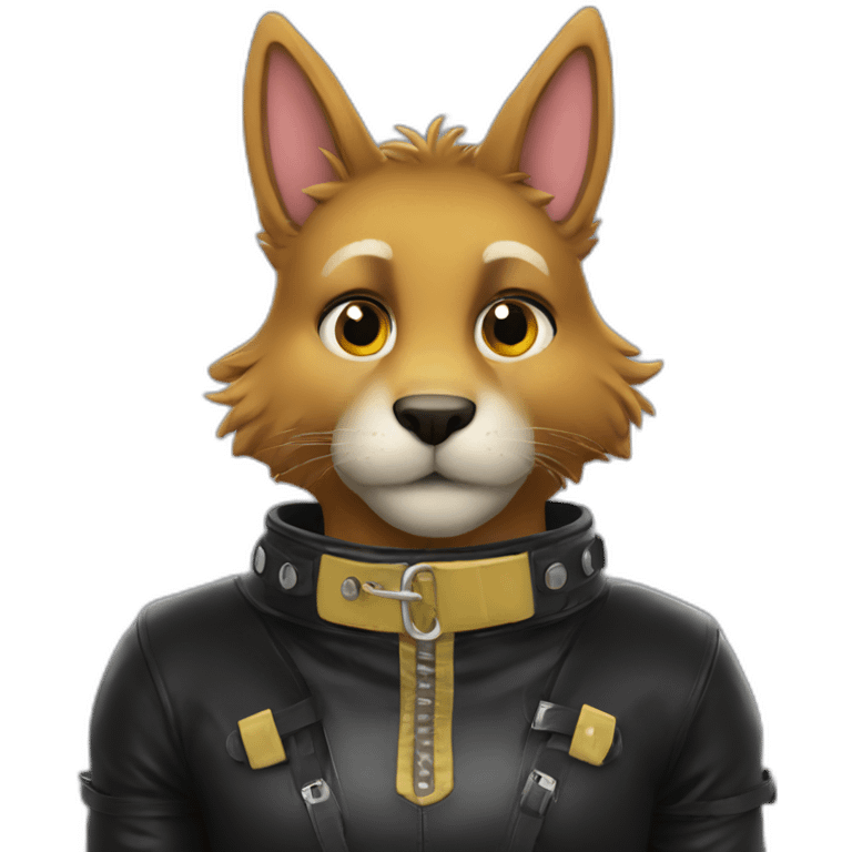 Furry posing in latex clothing with collar emoji