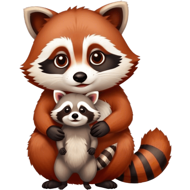 Valentine raccoon and red panda emoji