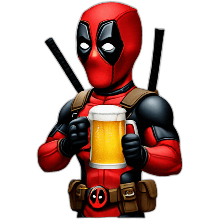 Deadpool with beer emoji