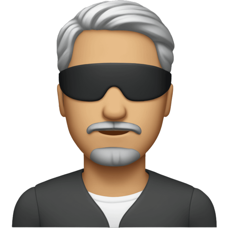 Man with dark gray hair and goatee blindfolded emoji