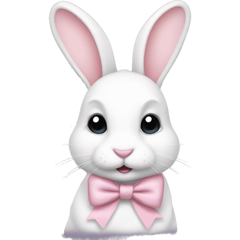 White rabbit with light pink bow emoji