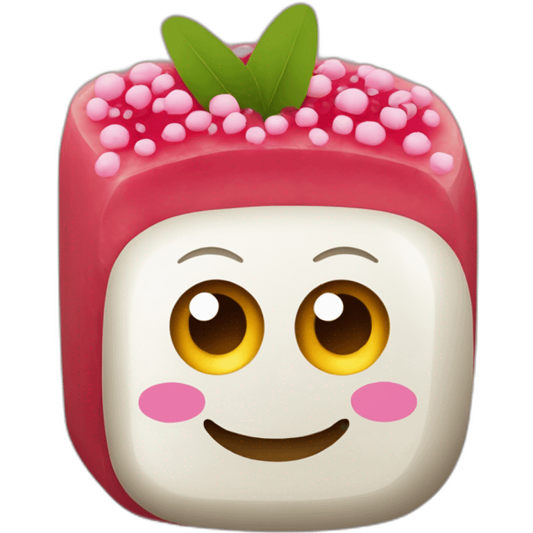 Sushi sur une framboise emoji