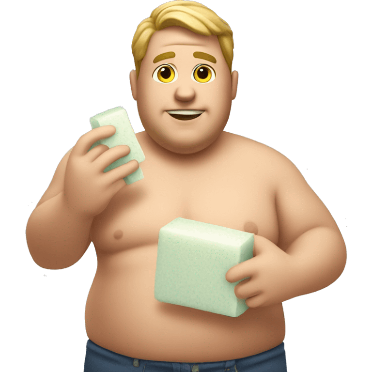 fat guy holding a bar of soap emoji