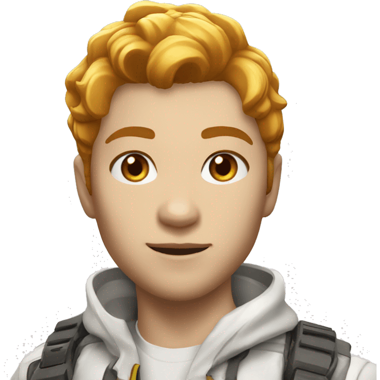 A free fire player with face only, pearl white background  emoji