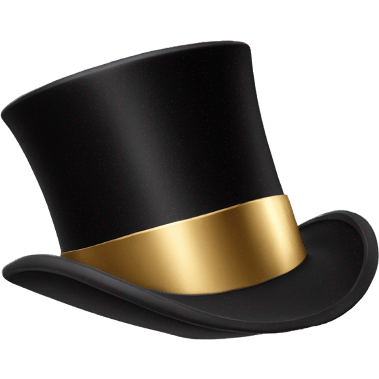 Angled black top hat with shiny gold band emoji