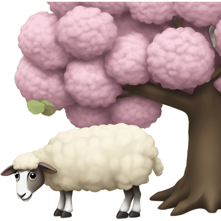 a sheep eats under a tree emoji