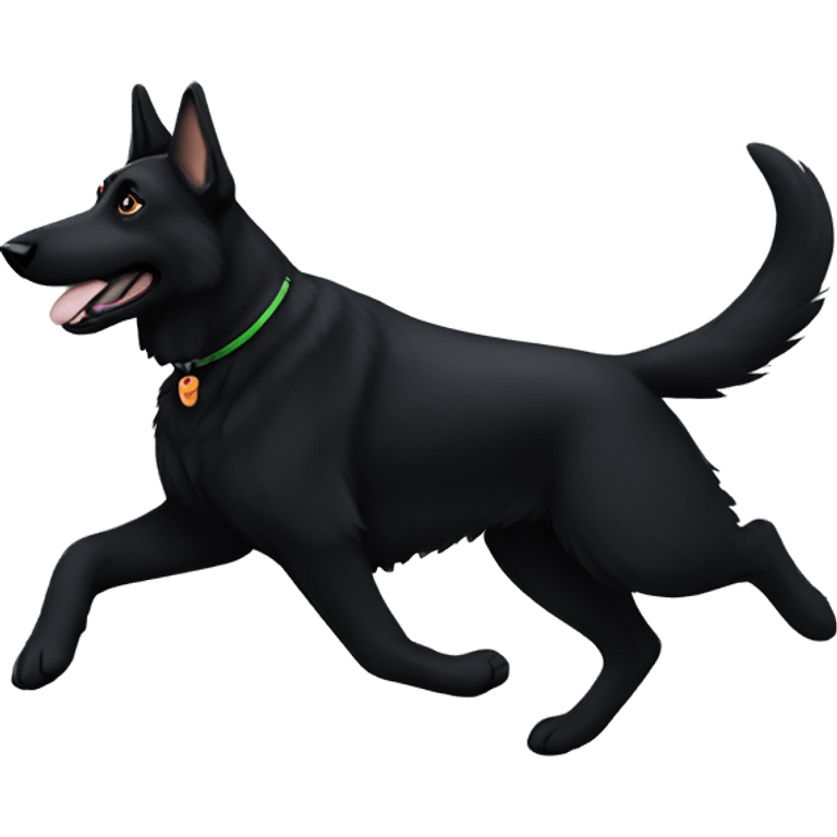 Black german shepherd running emoji