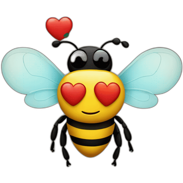 Loveheart bee with heart eyes emoji