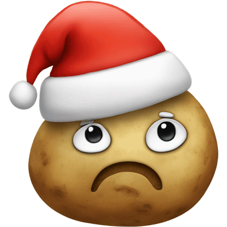 Potato with a face and a Santa Christmas hat on emoji