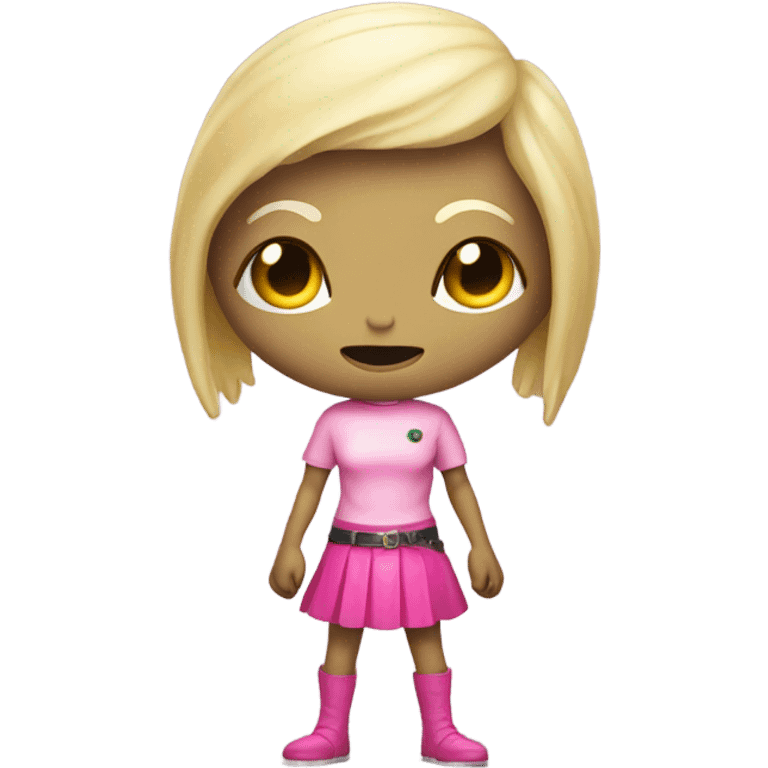 reptilian alien woman, blonde, in pink leather mini skirt, full body emoji