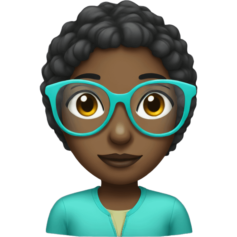 Black girl with aqua glasses emoji