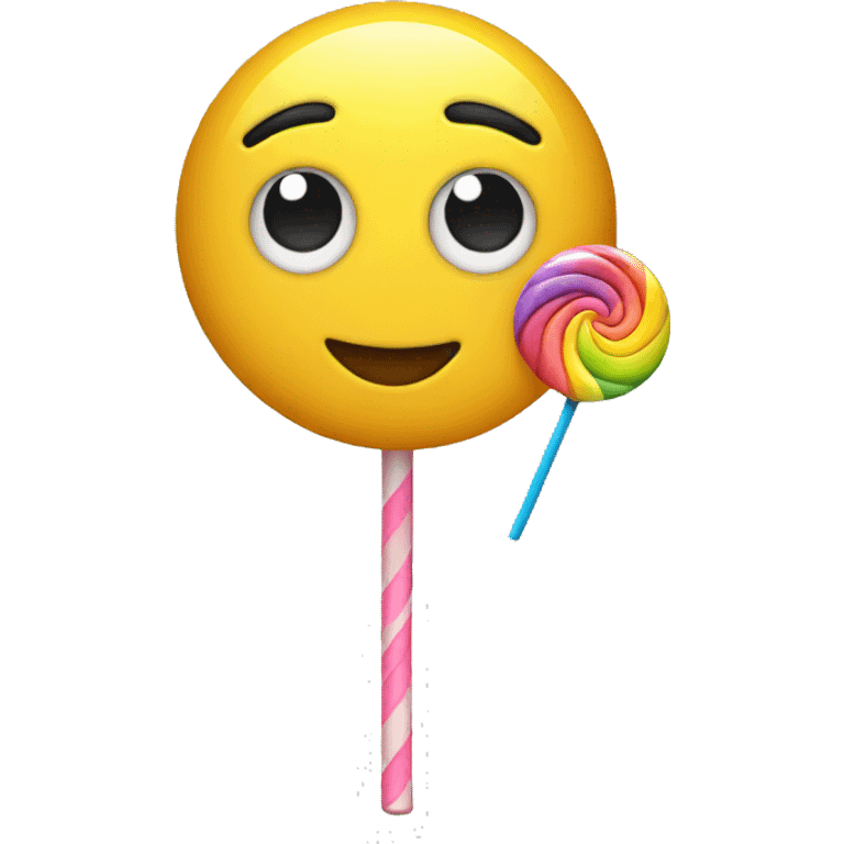 Emoji holding a lollipop emoji