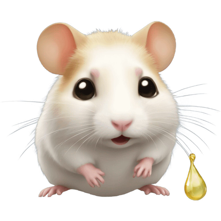 Hamster with a tesr drop emoji