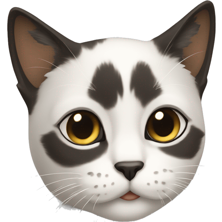 Gato pelo marrón y blanco y negro emoji