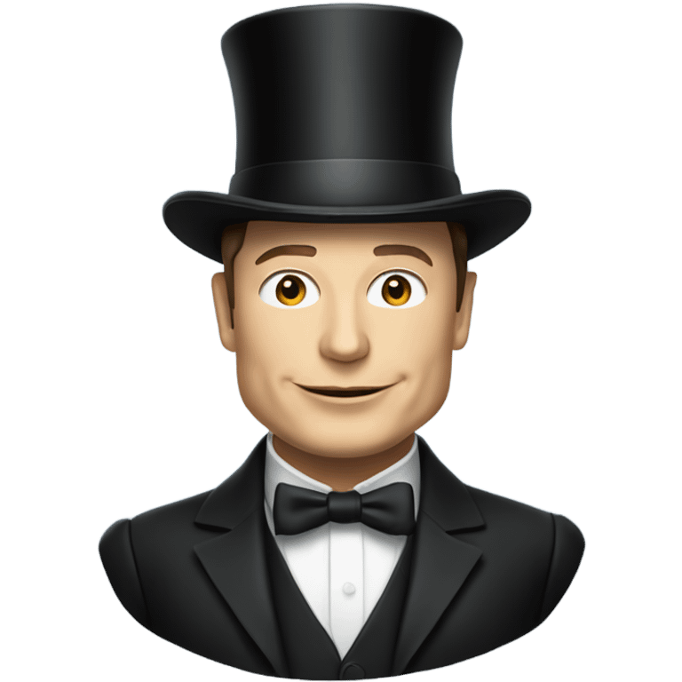 Elon Musk donning a dapper top hat emoji