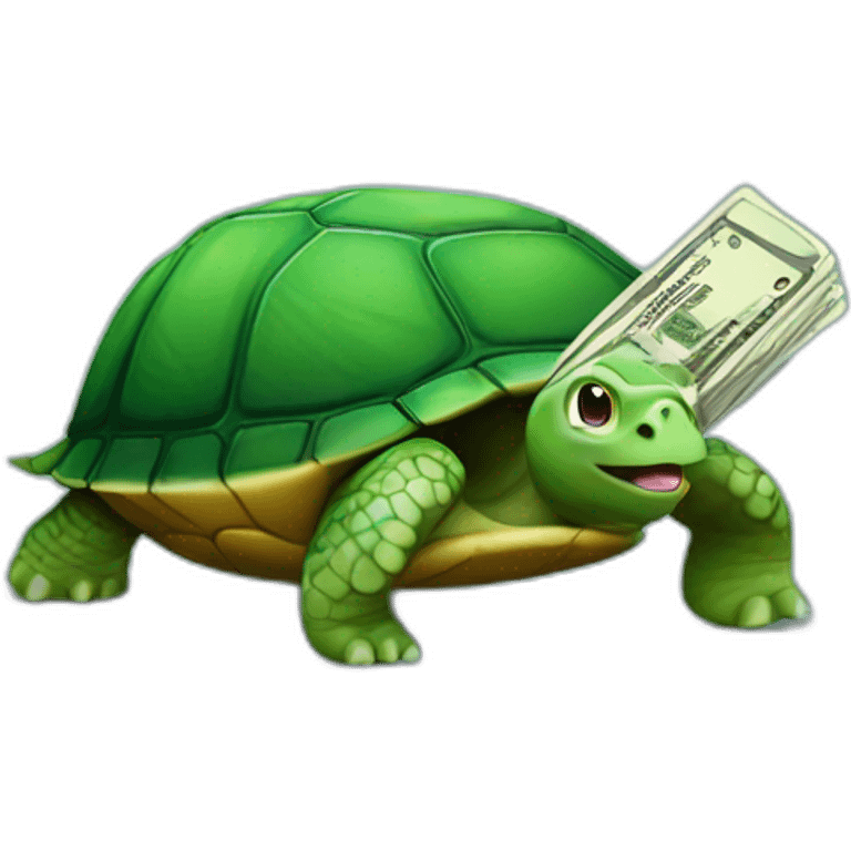 Turtle holding money  emoji