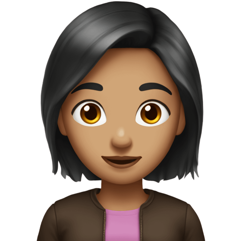 girl with dark hair with a dagdanuge brown do emoji