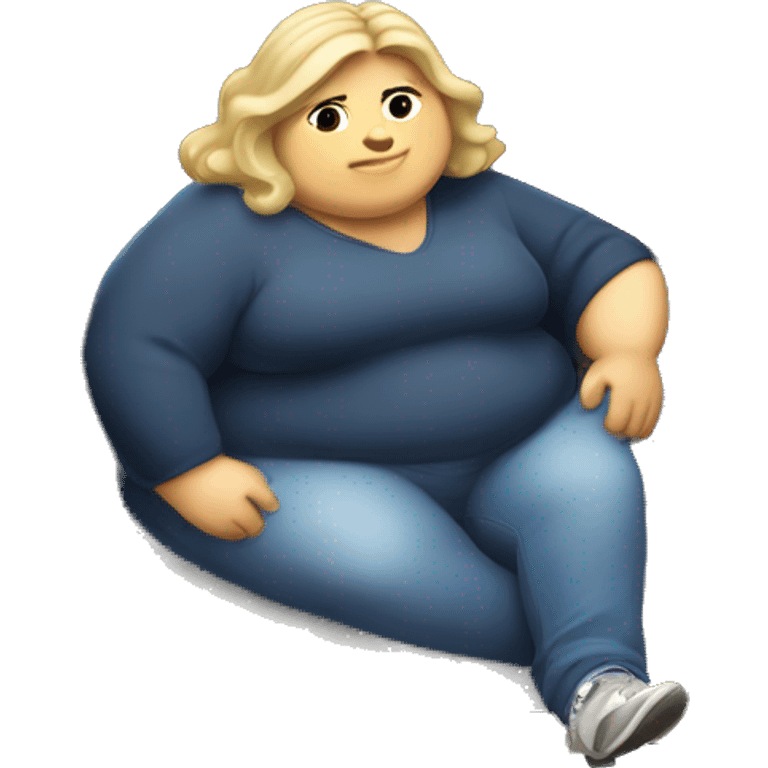 Extremely chubby woman sitting in the truck bed of a 2006 Chevy sliverado  emoji