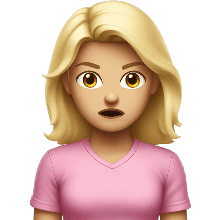 angry little blonde girl in a pink shirt emoji