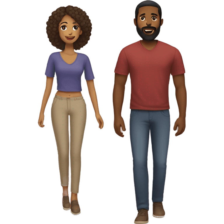 Couple black man with beard and mixed race woman emoji