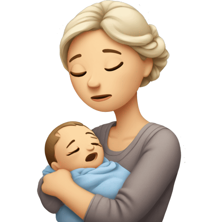 European sad mother with newborn emoji