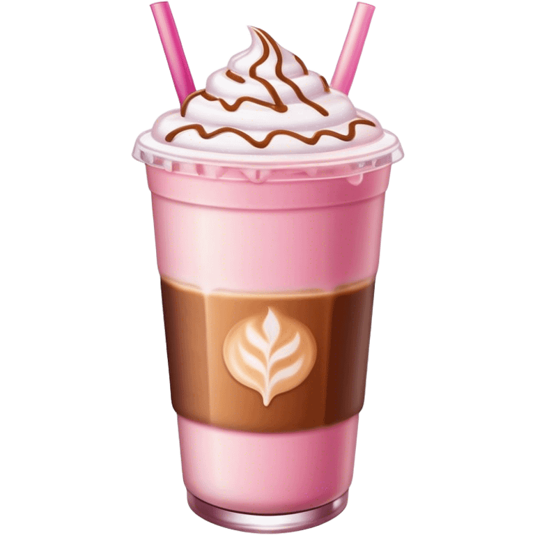 Pink and brown iced latte emoji