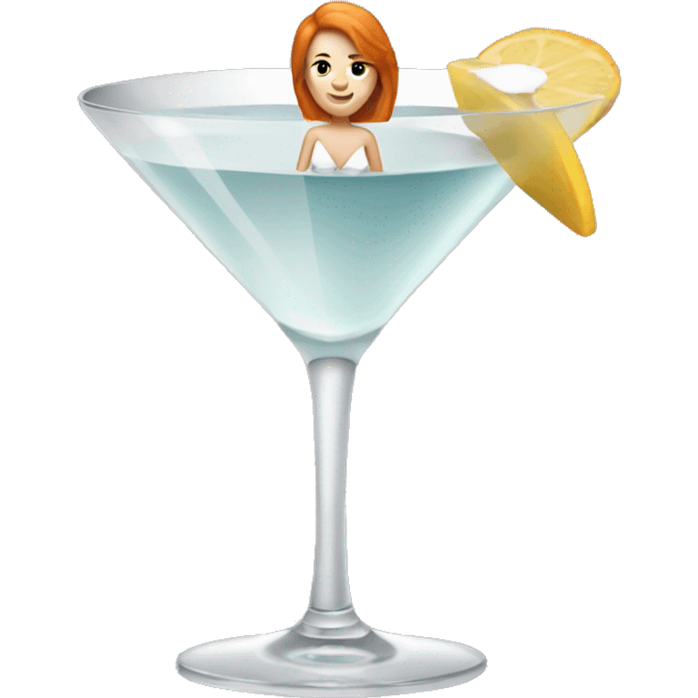 Pornstar martini but the person drinking has ginger hair and white skin  emoji