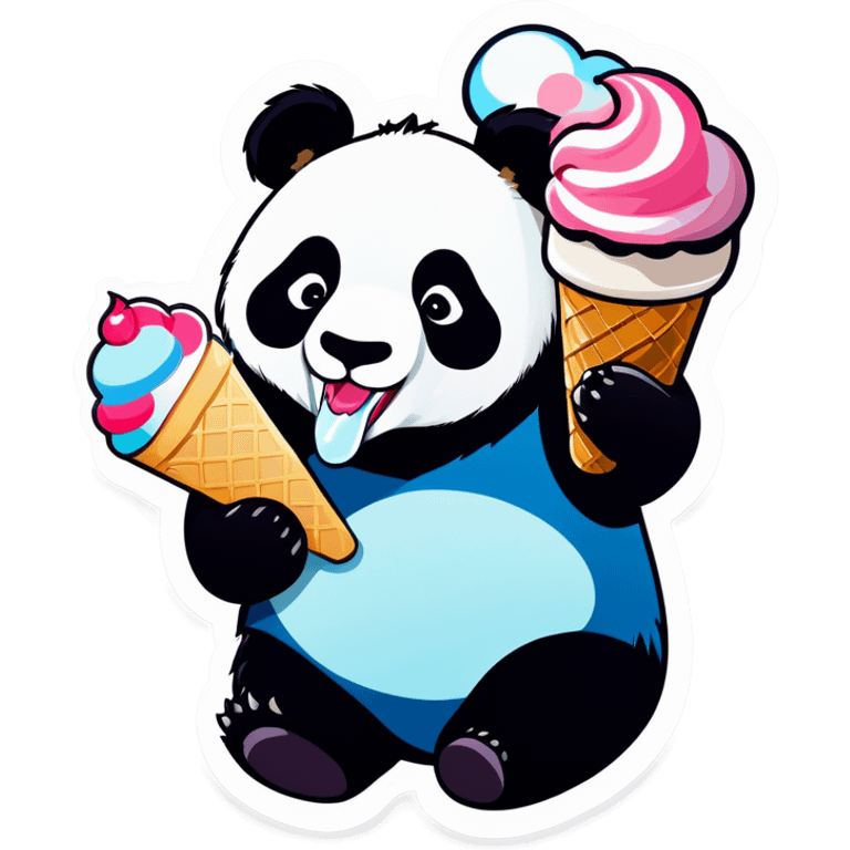 Panda eating ice cream emoji