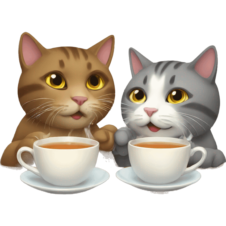 Two Cat drinking tea emoji