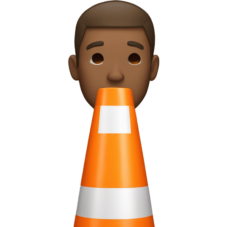 Guy who hide his eyes with a orange traffic cone emoji