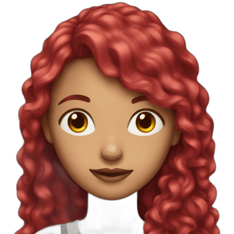 woman with long ruby hair emoji