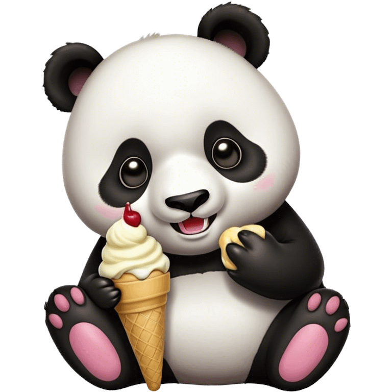 Panda eating ice cream emoji