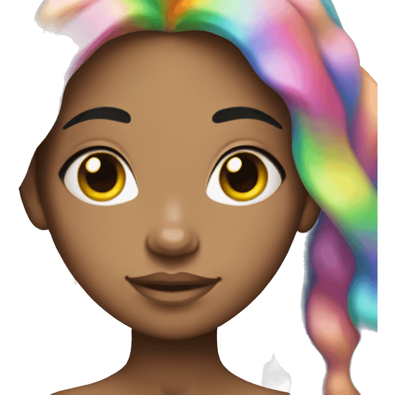 White Mermaid with rainbow hair and freckles emoji