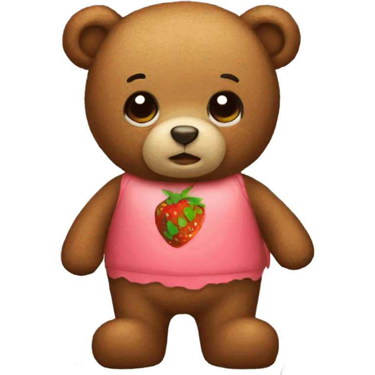 Teddy bear with strawberry costume emoji