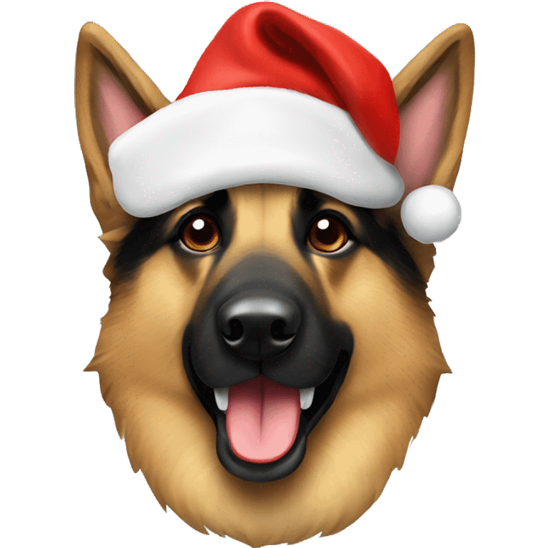 German shepherd with Santa hat emoji