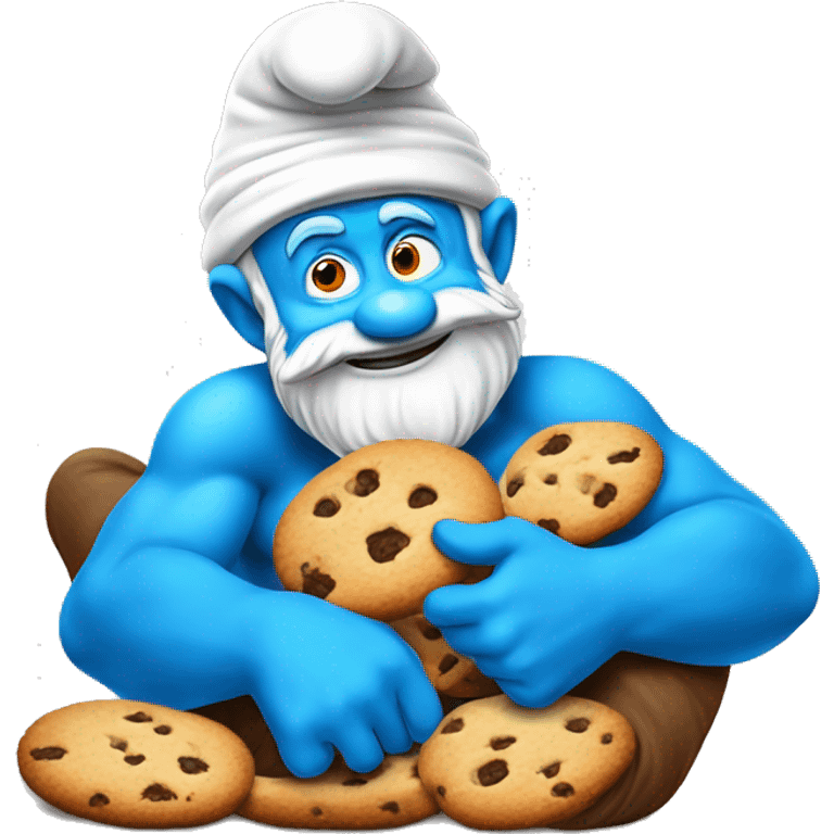 Papa smurf eating a cookies emoji