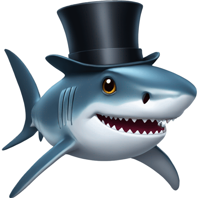 Shark with a top hat emoji