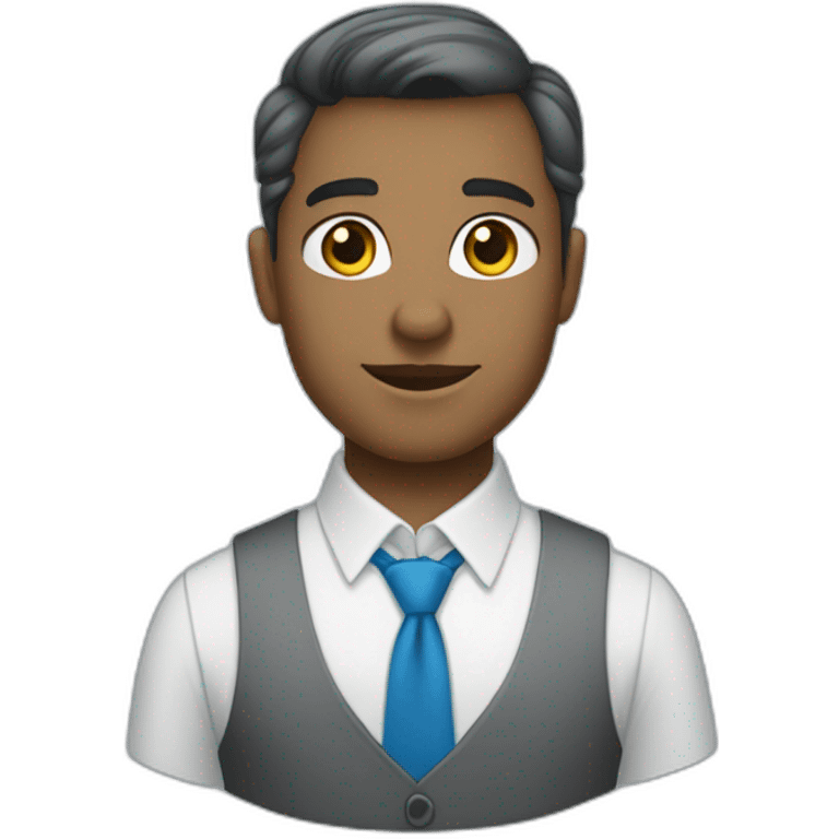 white jehovahs witness with black gray very short hair and blue bow tie emoji