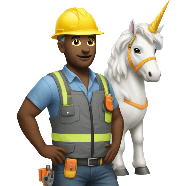 construction worker with unicorn emoji