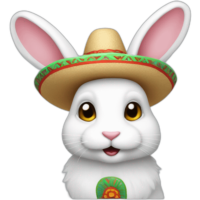 white rabbit with mexican hat emoji