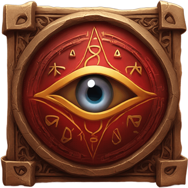 spell book that's red with eye in the middle with runes emoji