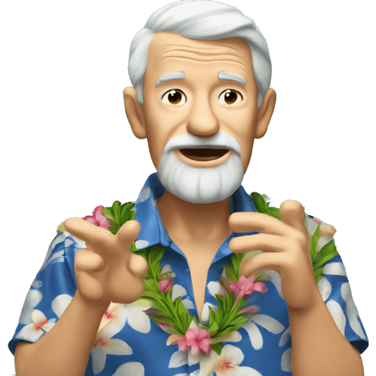 old man in hawaiian shirt blowing a kiss emoji