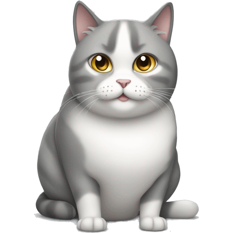 Grey and white fat cat emoji